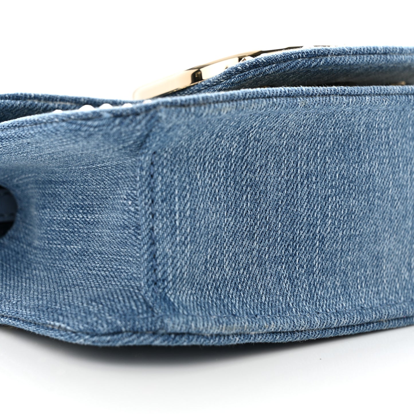 Denim Crystal Vlogo Small Loco Shoulder Bag Blue
