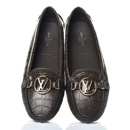 Louis Vuitton Calfskin Crocodile Embossed Dauphine Loafers 36.5 Green 5 of 8