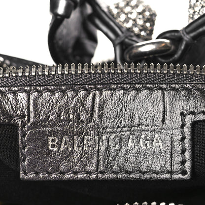 Balenciaga Metallic Calfskin Crocodile Embossed Crystal Small Le Cagole Shoulder Bag Gunmetal 6 of 9