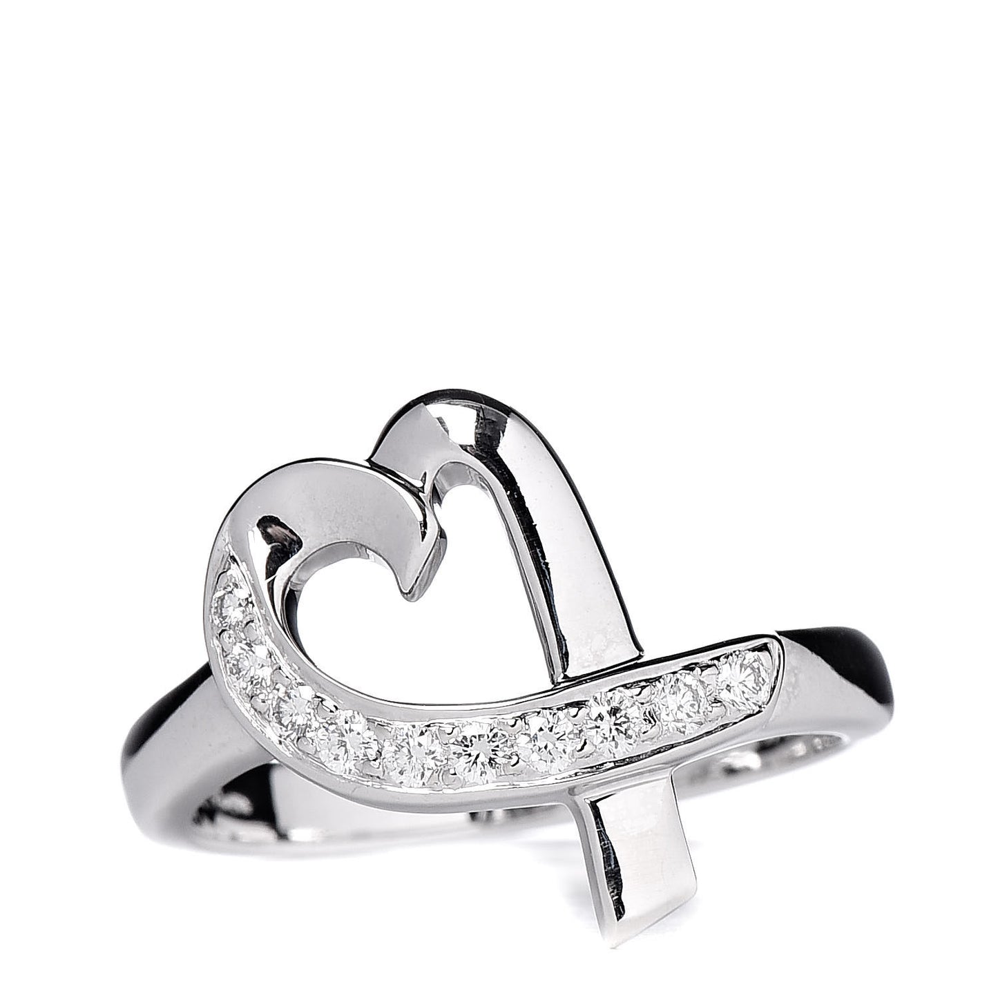 18K White Gold Diamond Paloma Picasso Loving Heart Ring 53 6.5
