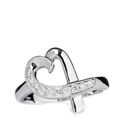 Tiffany 18K White Gold Diamond Paloma Picasso Loving Heart Ring 53 6.5 1 of 6