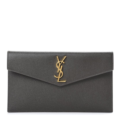 Saint Laurent Grain De Poudre Uptown Pouch Pebble 1 of 7