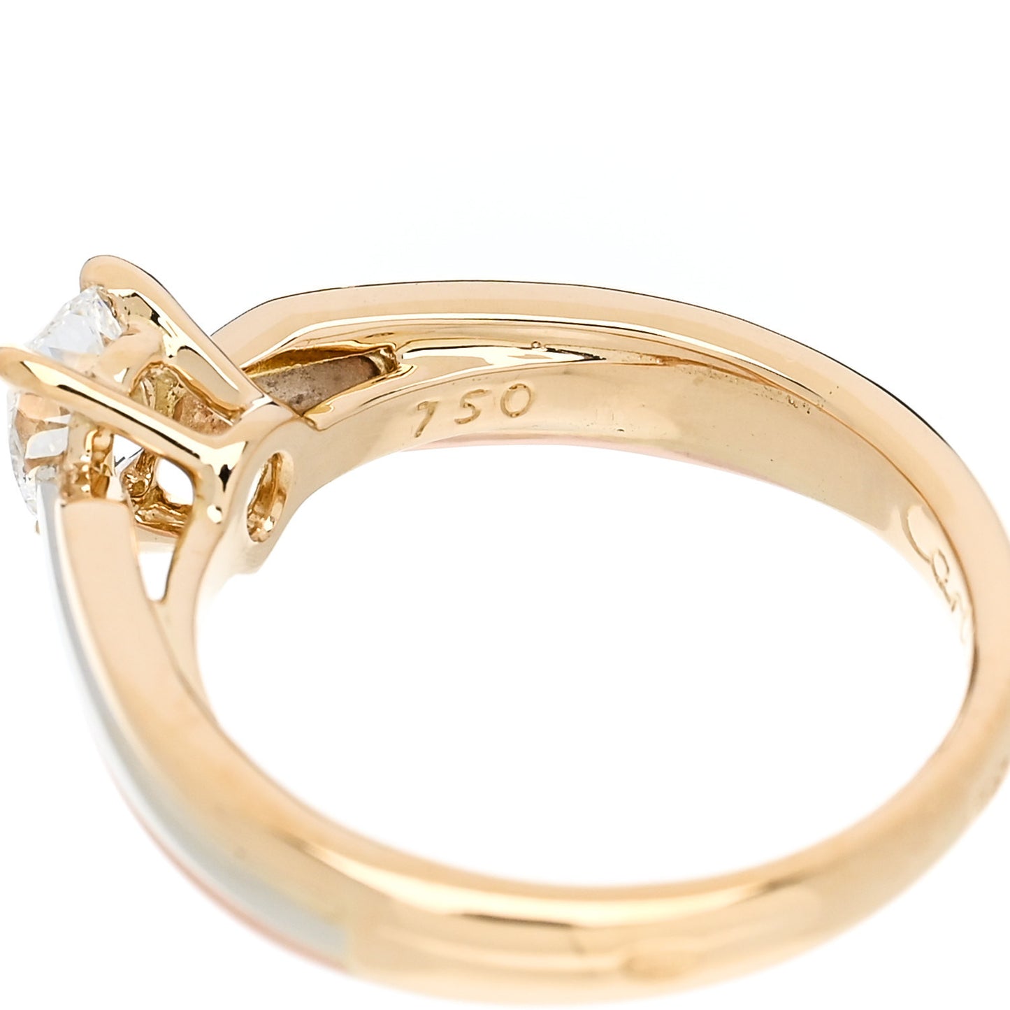 18K Pink Yellow White Gold Diamond .36ct Pear Cut Trinity Engagement Ring