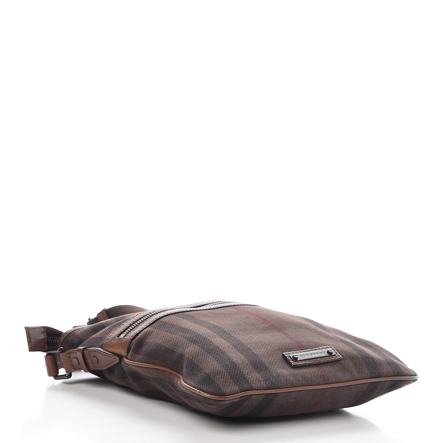 Burberry Overdyed Canvas House Check Flat Crossbody Messenger Bag Dark Brown 4 of 9