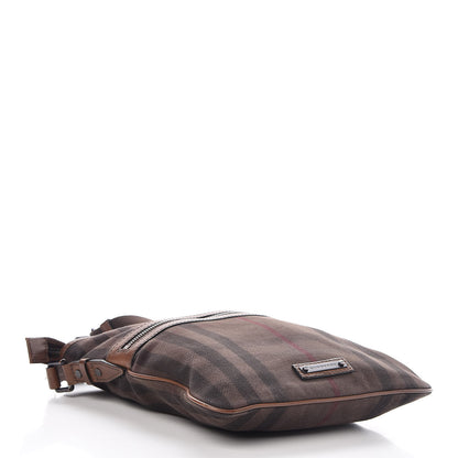 Burberry Overdyed Canvas House Check Flat Crossbody Messenger Bag Dark Brown 4 of 9