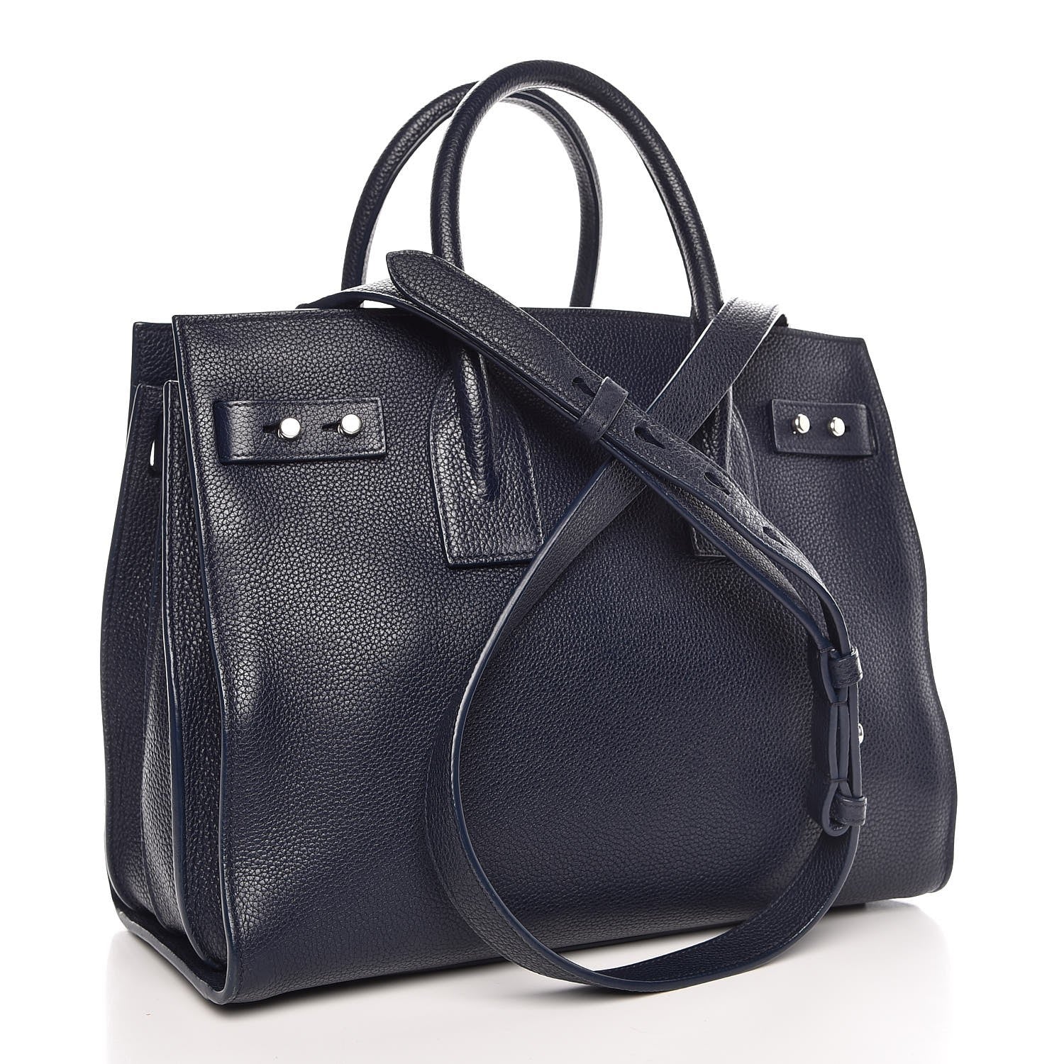Saint Laurent Grained Calfskin Small Supple Sac De Jour Navy 3 of 12