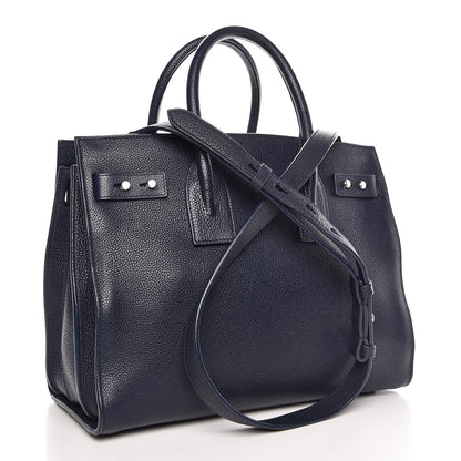Saint Laurent Grained Calfskin Small Supple Sac De Jour Navy 3 of 12