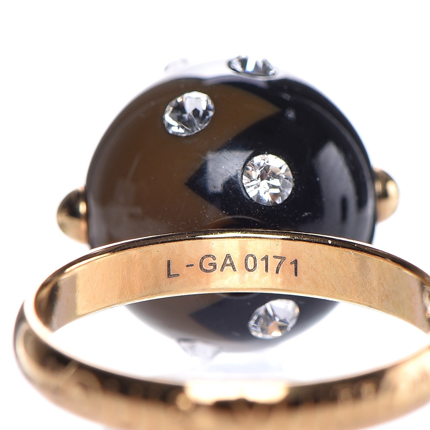 Louis Vuitton Resin Crystal Ball Ring 8 Gold 3 of 4