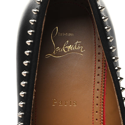 Christian Louboutin Calfskin Spike Mens Dandy Cloo Flat Loafers 42 Black Silver 7 of 7