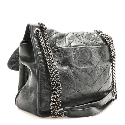 Saint Laurent Crinkled Calfskin Matelasse Monogram Medium Niki Chain Satchel Storm 3 of 10