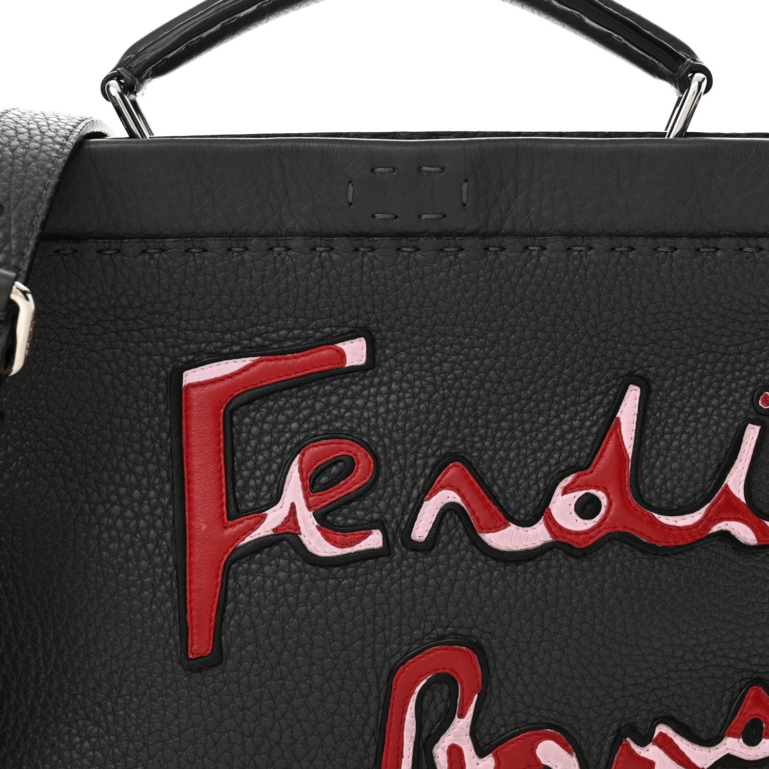 Fendi Cuoio Romano Selleria Mini Peekaboo Iconic Fit Satchel Asfalto Multicolor 8 of 12