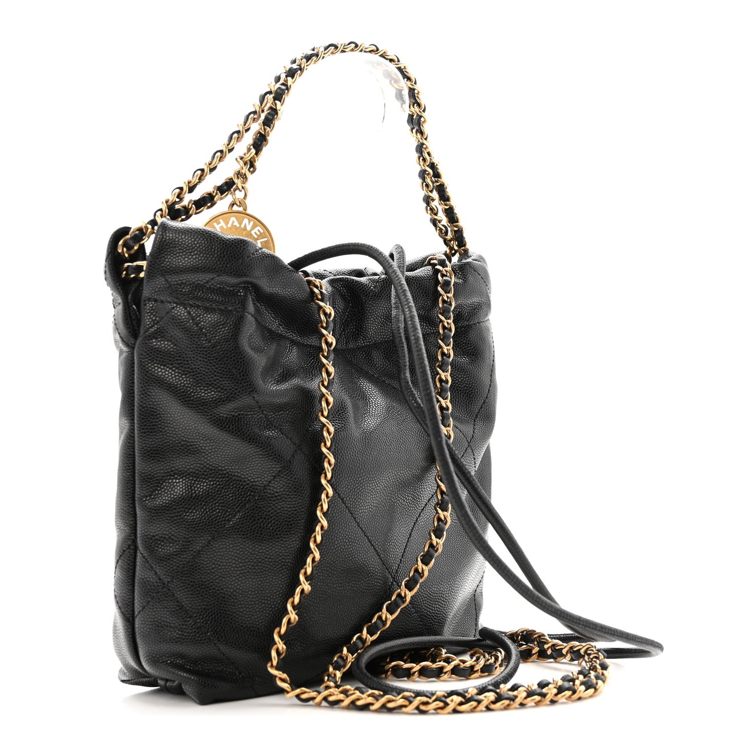 Shiny Calfskin Quilted Mini Chanel 22 So Black