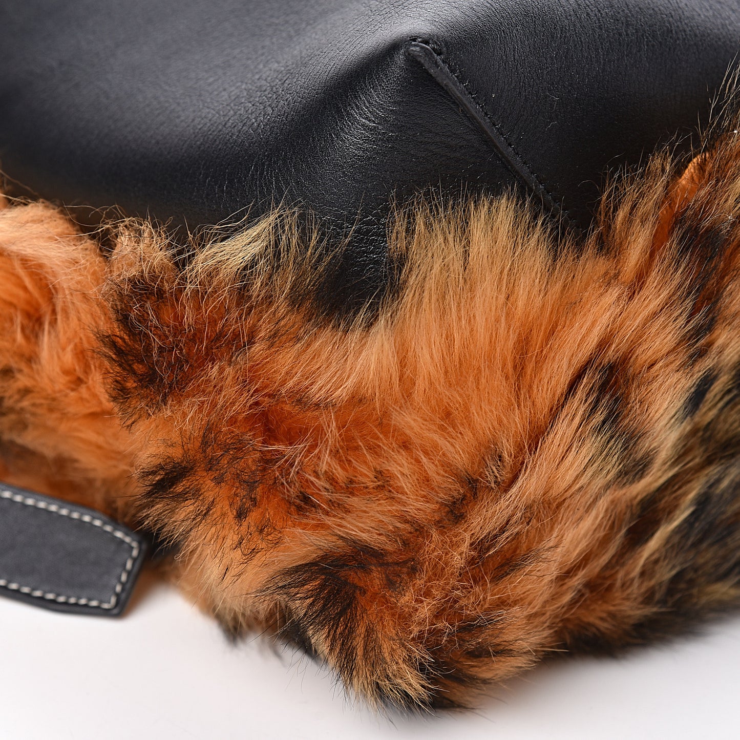 Shiny Smooth Calfskin Shearling Small Twisted Cabas Black Multicolor