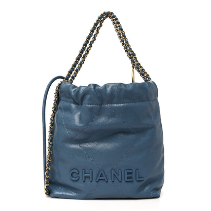 Chanel Shiny Caviar Quilted Monochrome Mini Chanel 22 Blue 1 of 10