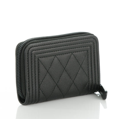 Chanel Caviar Quilted Boy Zip Around Coin Purse Wallet So Black 3 of 7