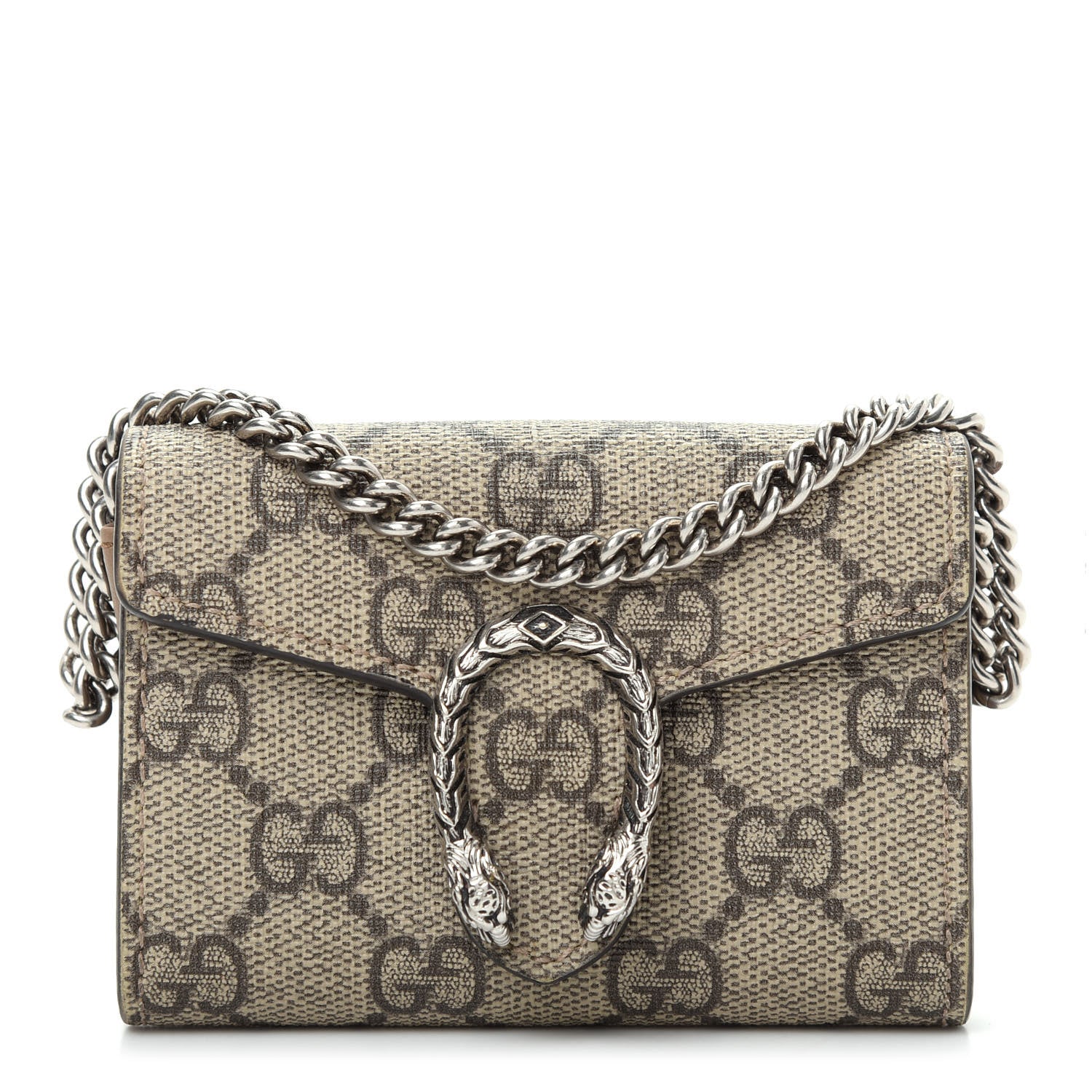 Gucci GG Supreme Monogram Dionysus Coin Purse Taupe 1 of 7