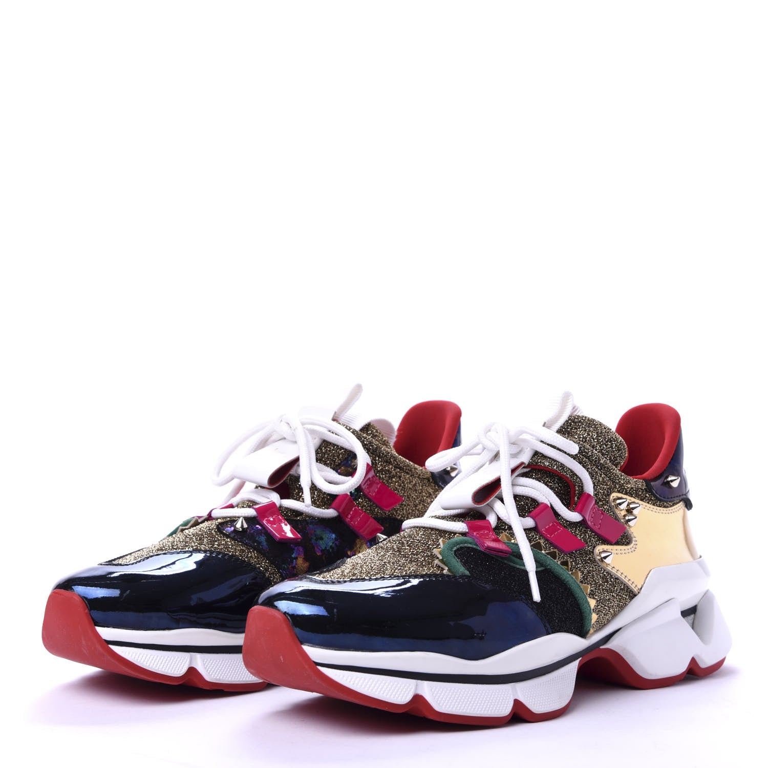 Christian Louboutin Glitter Sunset Specchio Donna Red Runner Spike Flat Sneaker 37 Multicolor 3 of 11