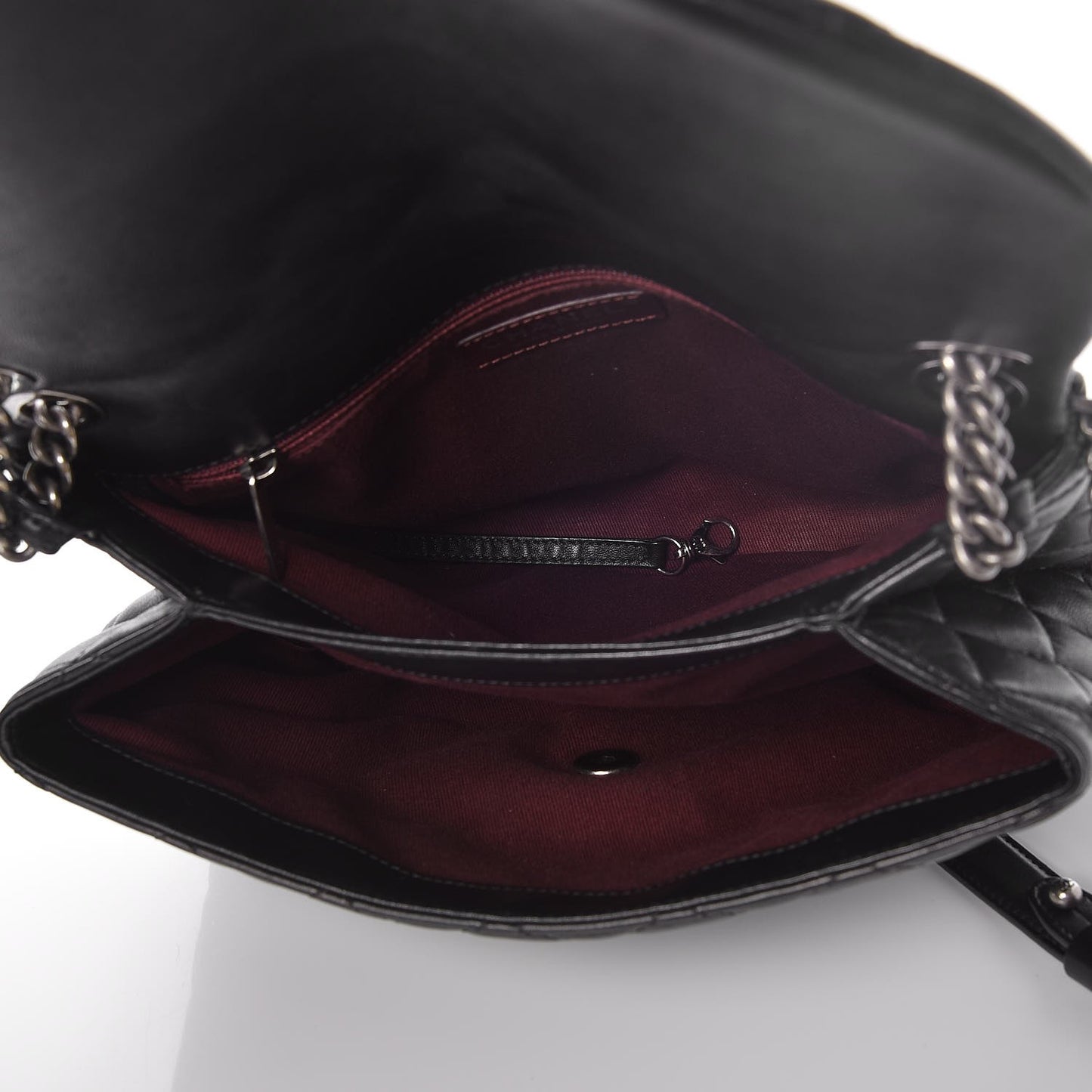 Lambskin Quilted Large Daily Supple Flap Black