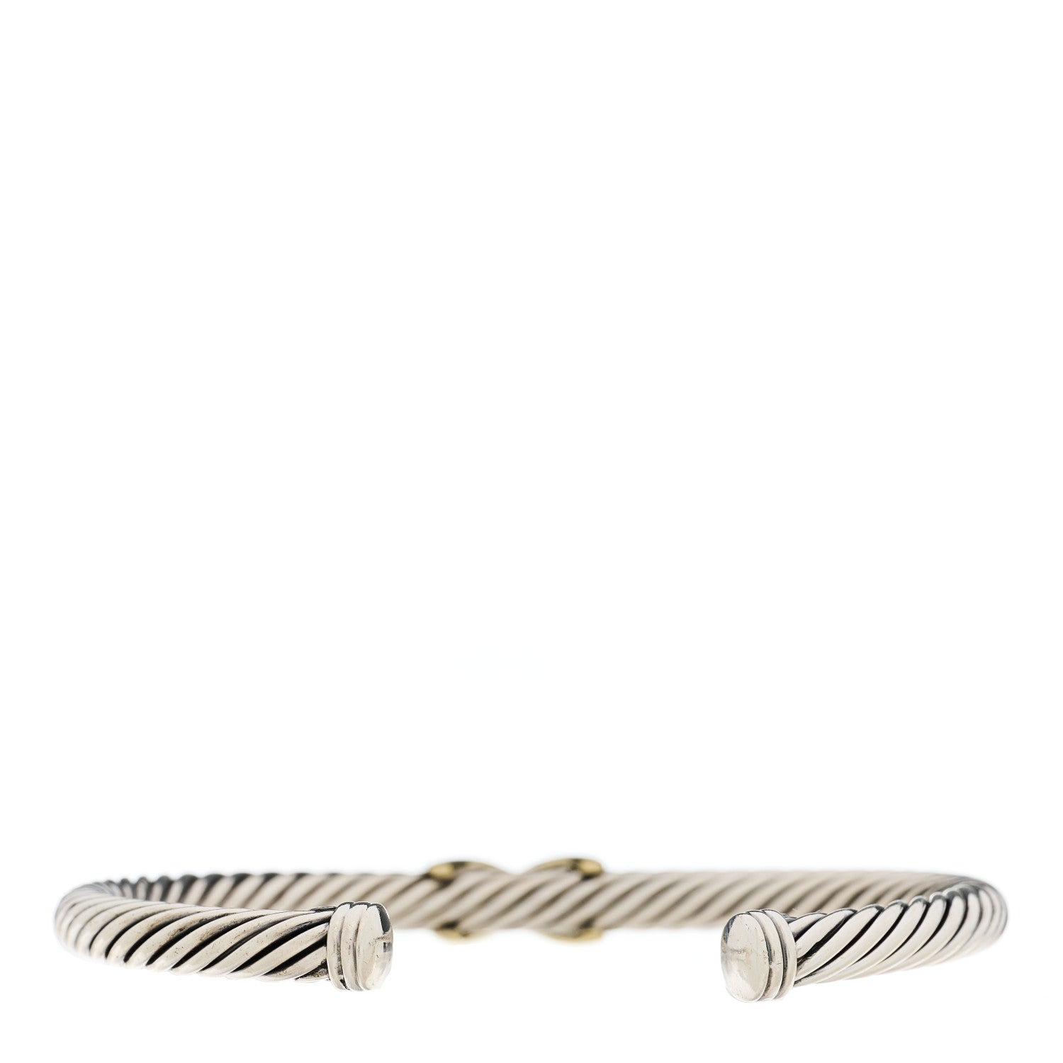 David Yurman Sterling Silver 14K Yellow Gold 5mm X Station Cable Bracelet 2 of 3