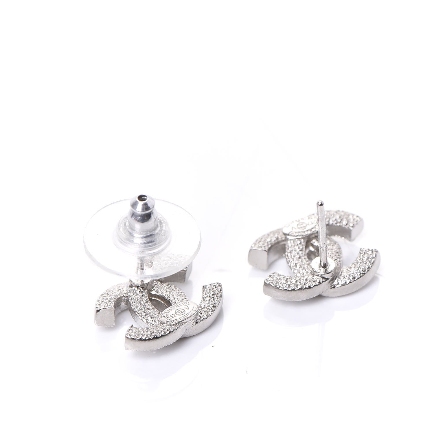 Chanel Crystal Timeless CC Earrings Silver 3 of 5
