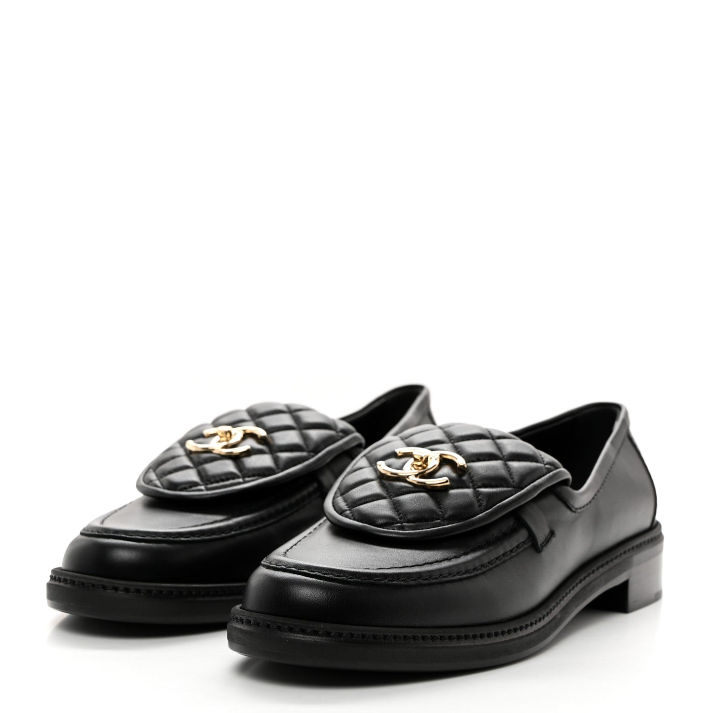 Lambskin Quilted CC Turnlock Loafers 41 Black