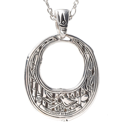 John Hardy Sterling Silver White Topaz Batu Bamboo Pendant Necklace 5 of 7