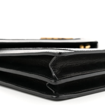 Saint Laurent Calfskin Crocodile Embossed Gaby Satchel Black 9 of 13