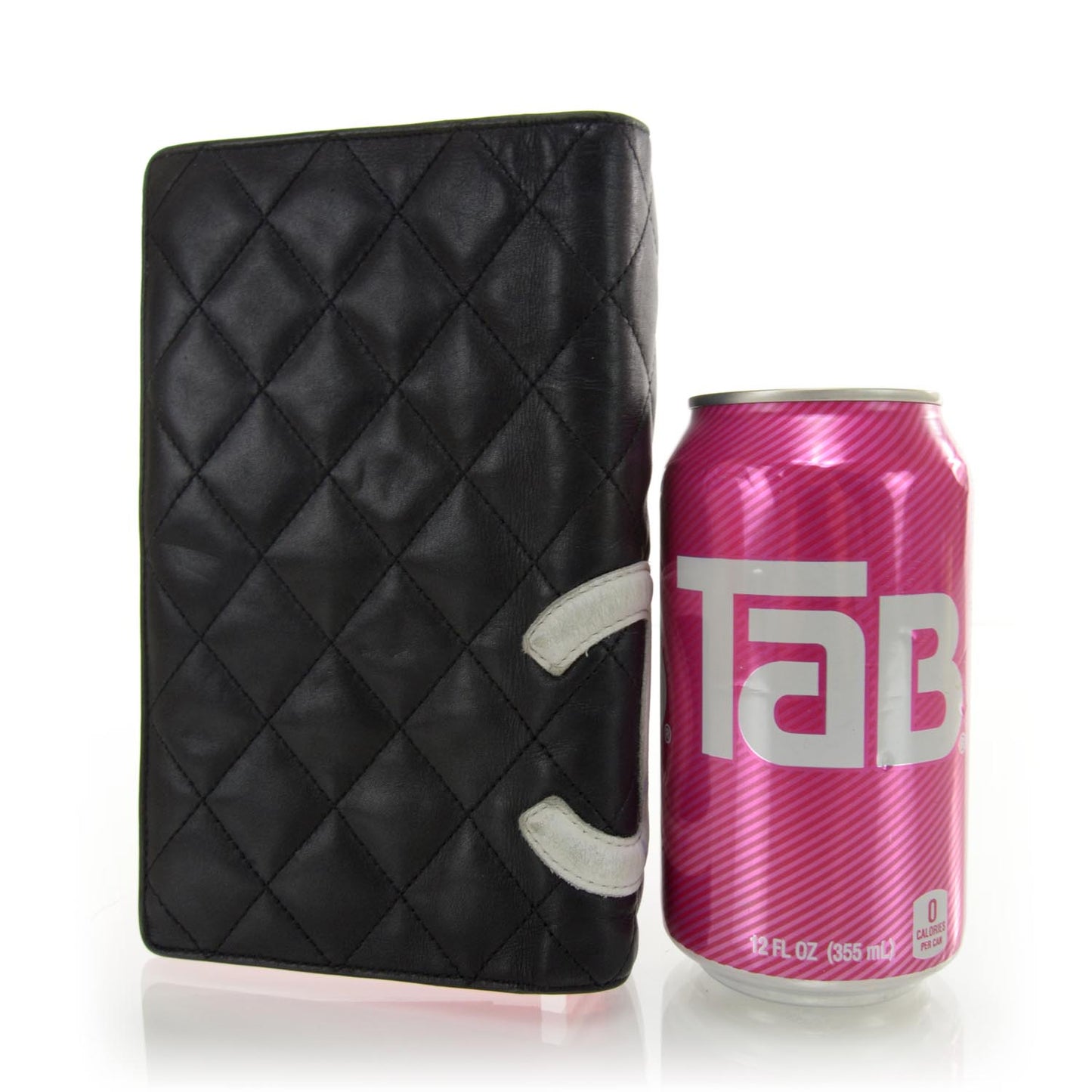 Calfskin Quilted Cambon Yen Wallet Black White