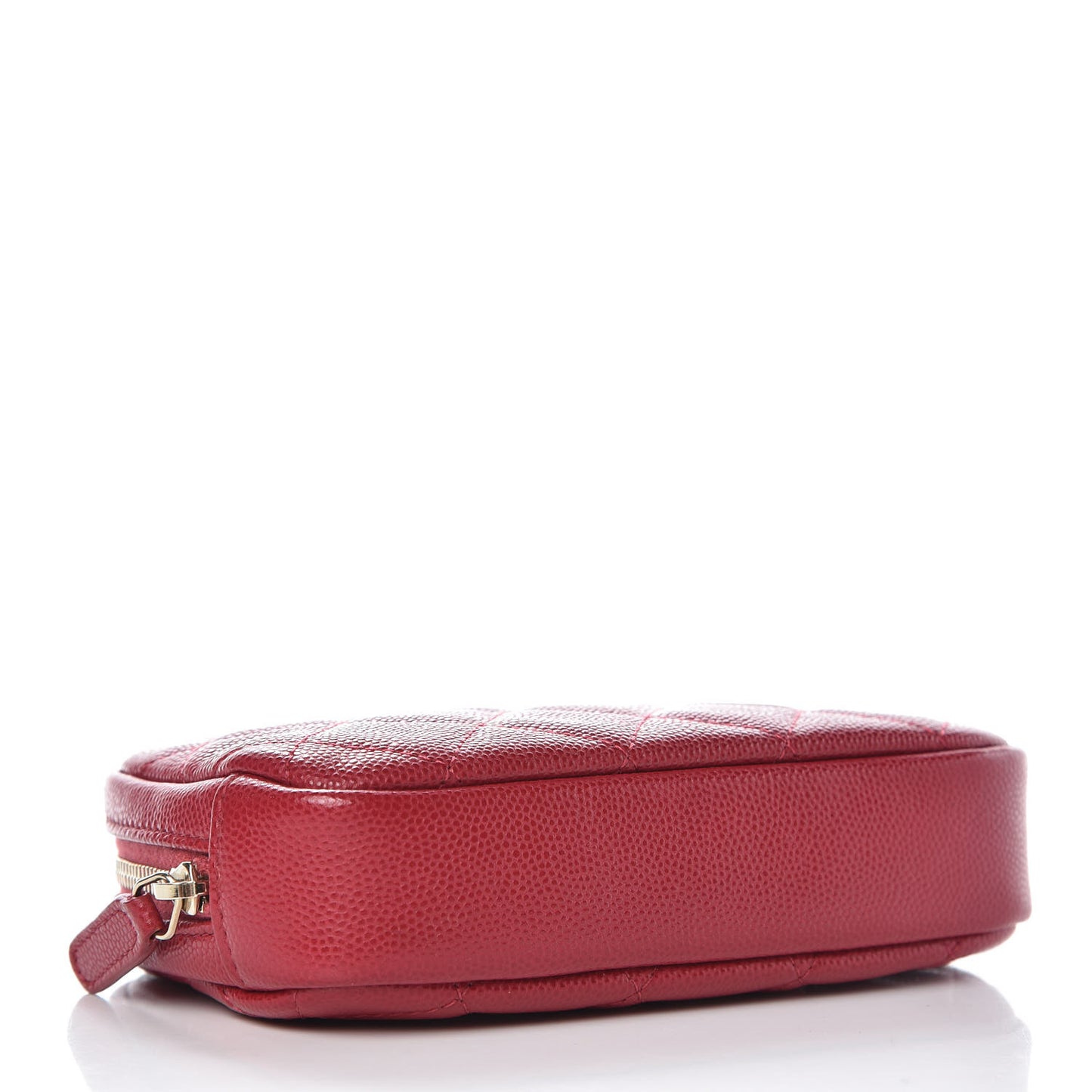 Caviar Quilted Small Curvy Pouch Cosmetic Case Dark Pink