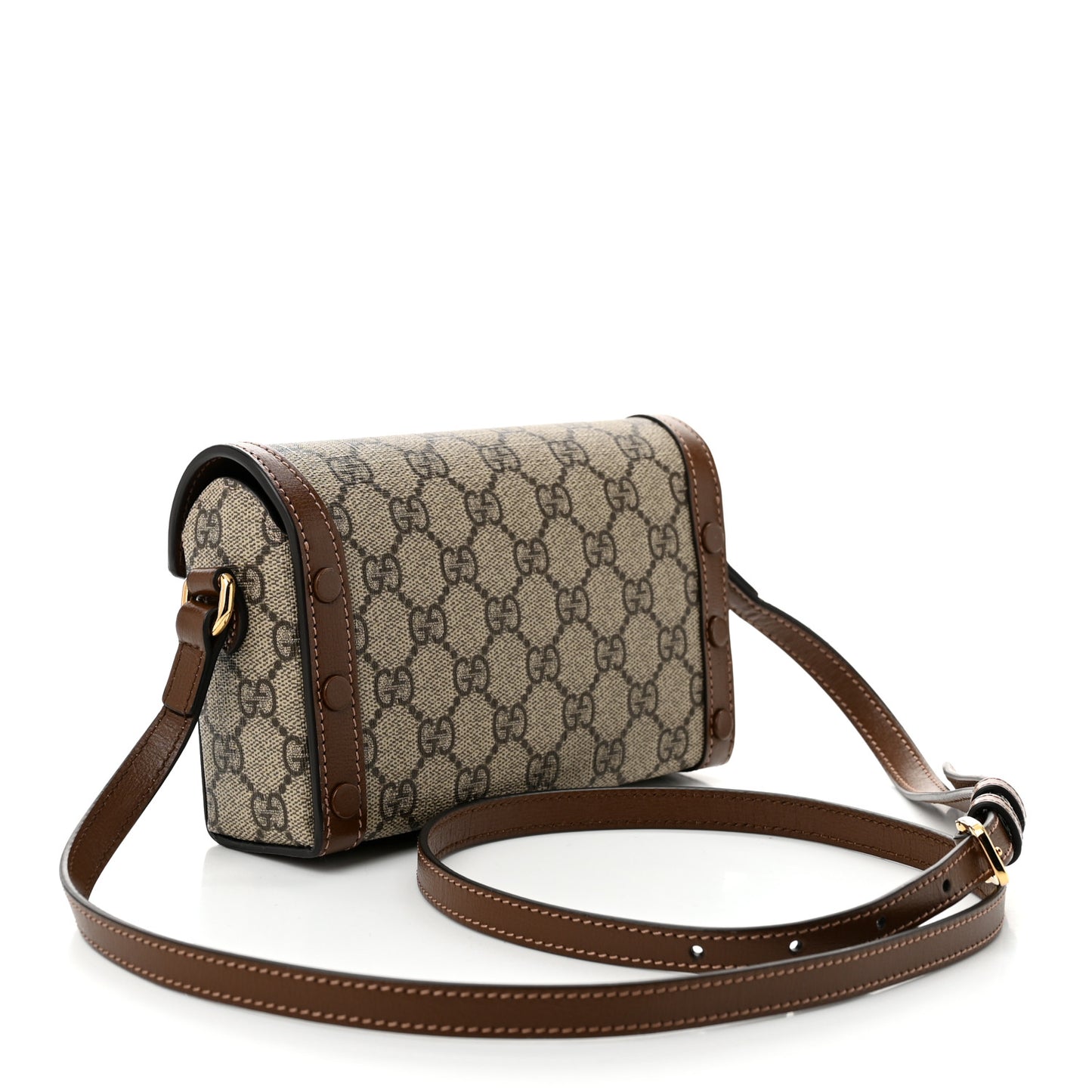 GG Supreme Monogram Mini Horsebit 1955 Shoulder Bag Beige Brown Sugar