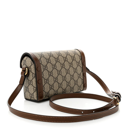 Gucci GG Supreme Monogram Mini Horsebit 1955 Shoulder Bag Beige Brown Sugar 2 of 10