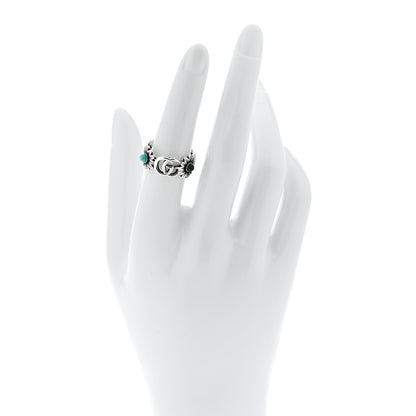 Gucci Sterling Silver Mother of Pearl Blue Topaz Flower Marmont Double G Ring 53 6.5 2 of 7