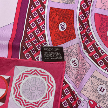 Hermes Silk Le Tour Du Monde En 63 Cases Scarf 90 Fuchsia Mauve White 8 of 10