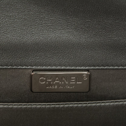 Chanel Metallic Lambskin Quilted Boy Flap Clutch Silver 6 of 7
