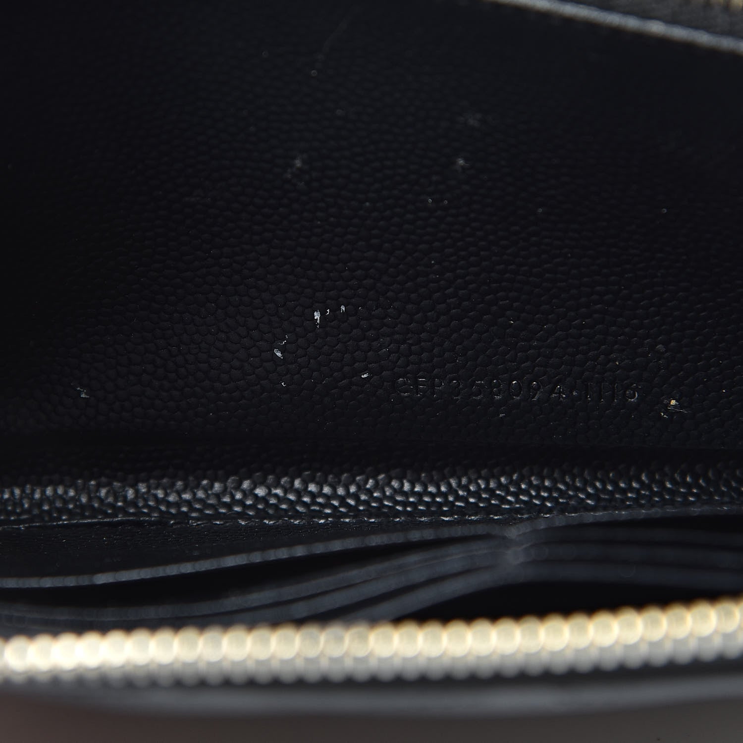 Saint Laurent Grain De Poudre Matelasse Chevron Monogram Zip Around Wallet Grey 9 of 17
