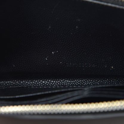 Saint Laurent Grain De Poudre Matelasse Chevron Monogram Zip Around Wallet Grey 9 of 17
