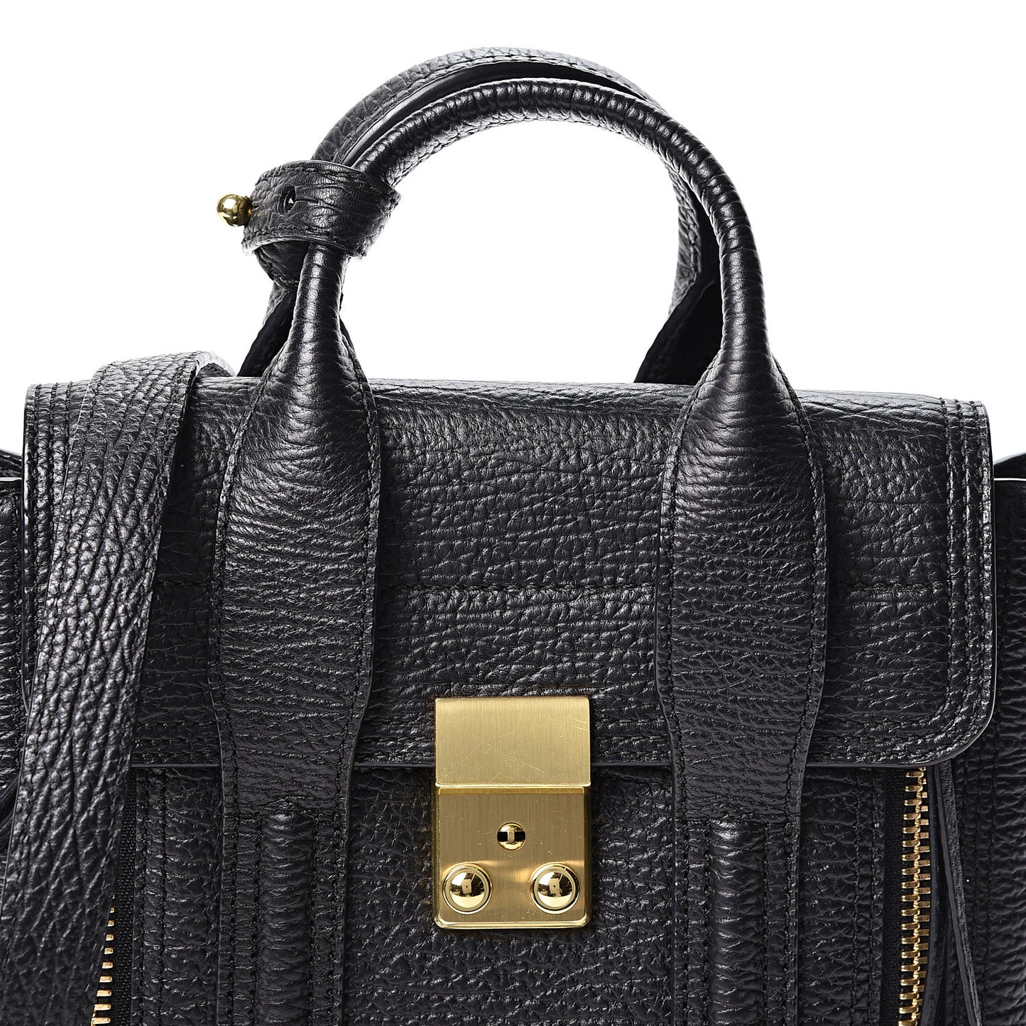 3.1 Textured Calfskin Mini Pashli Satchel Black