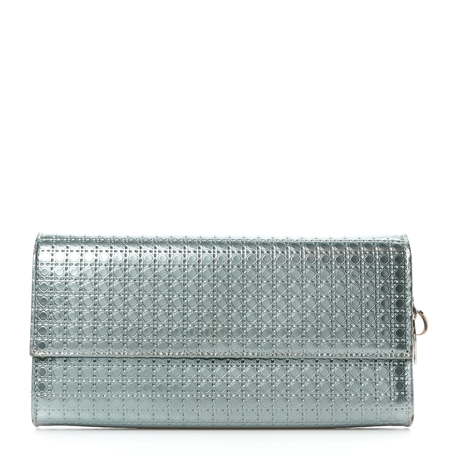 Christian Dior Metallic Calfskin Micro-Cannage Lady Dior Croisiere Chain Wallet Blue 1 of 10