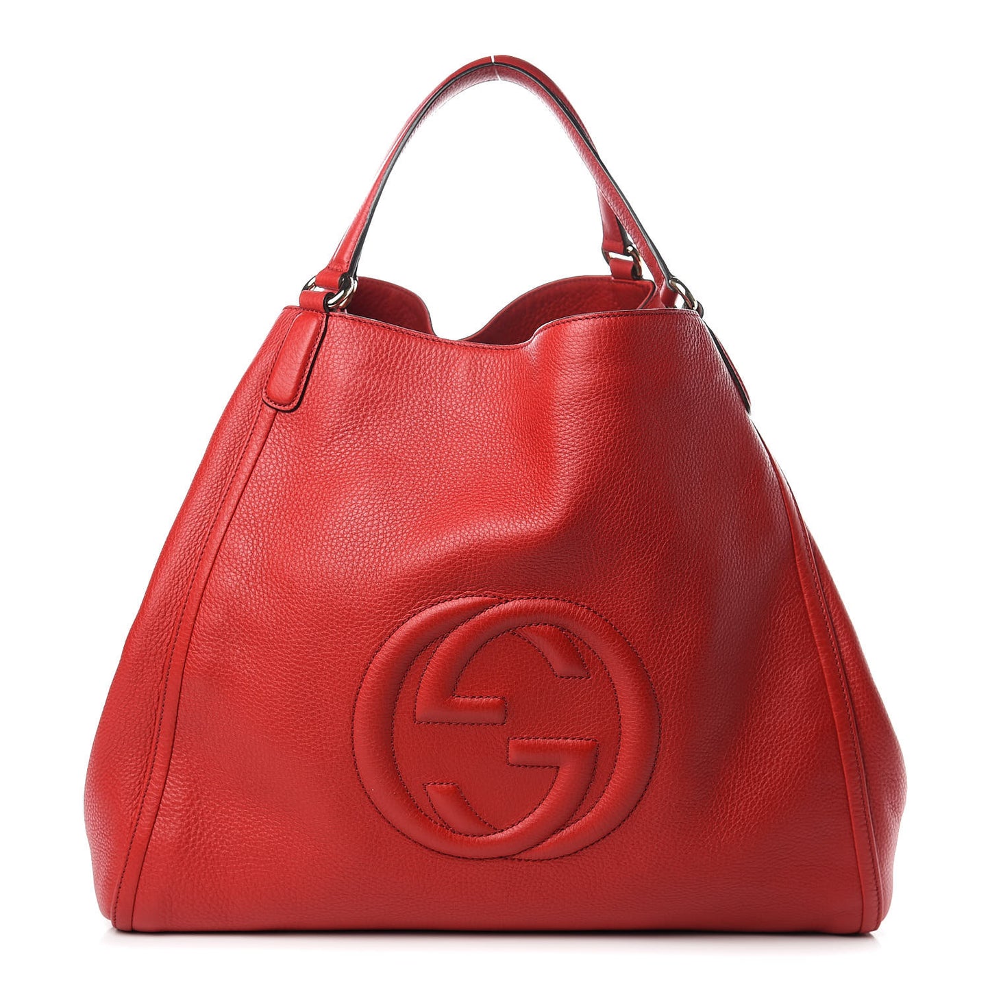 Pebbled Calfskin Large Soho Shoulder Bag Red