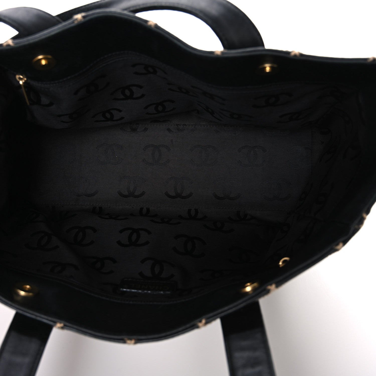 Chanel Calfskin Contrast Stitch Surpique Tote Black 5 of 11
