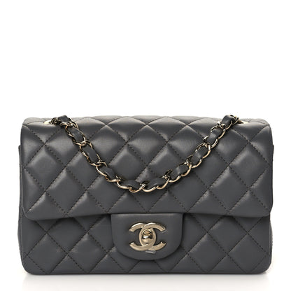 Chanel Lambskin Quilted Mini Rectangular Flap Dark Grey 1 of 11