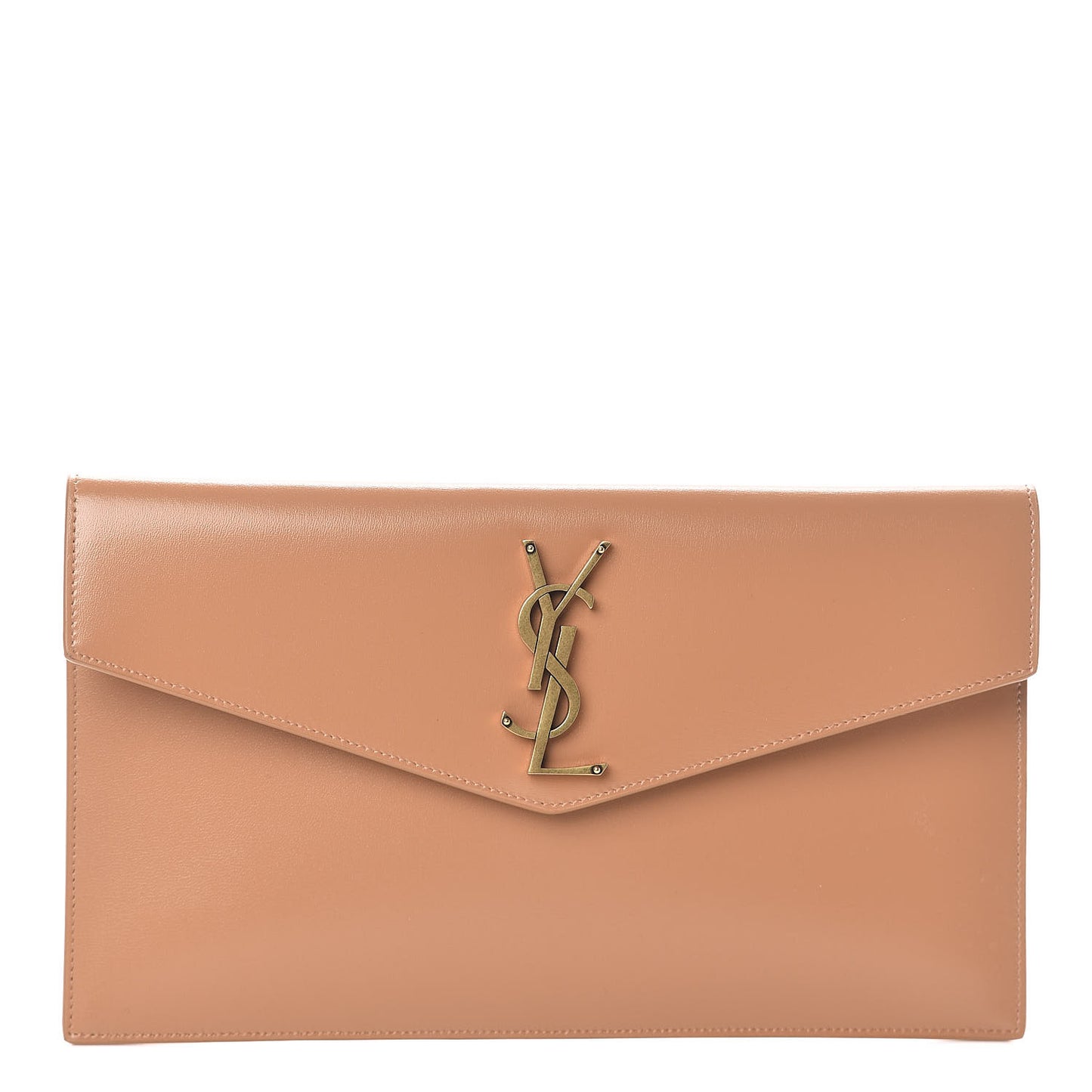 Smooth Shiny Calfskin Uptown Pouch Beige