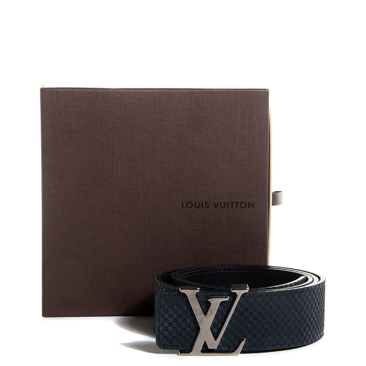Louis Vuitton Suede Calfskin Mini Damier LV Initials 40MM Belt 95 38 Carbone 7 of 7