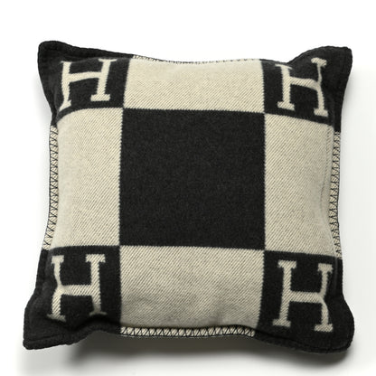 Hermes Wool Cashmere Avalon Pillow PM Ecru Gris Fonce 2 of 4