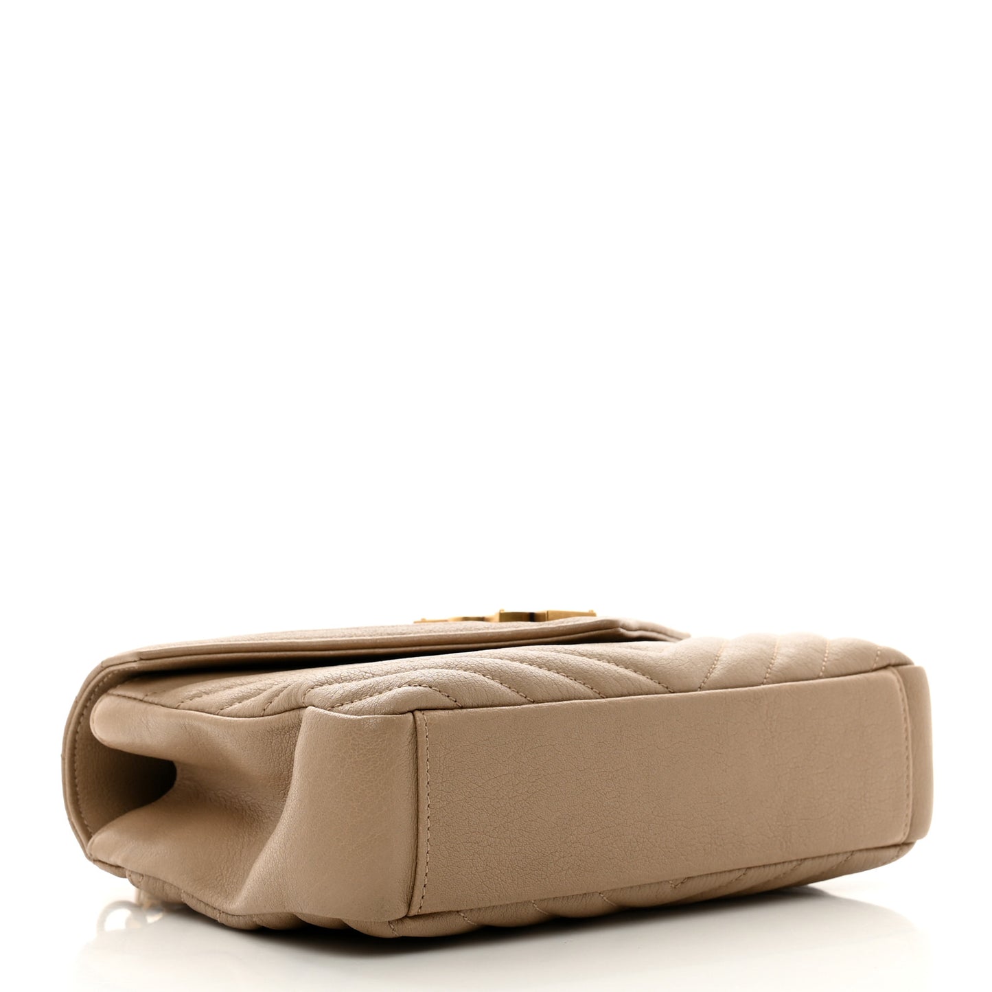 Sheepskin Matelasse Chevron Monogram Medium College Bag Dark Beige