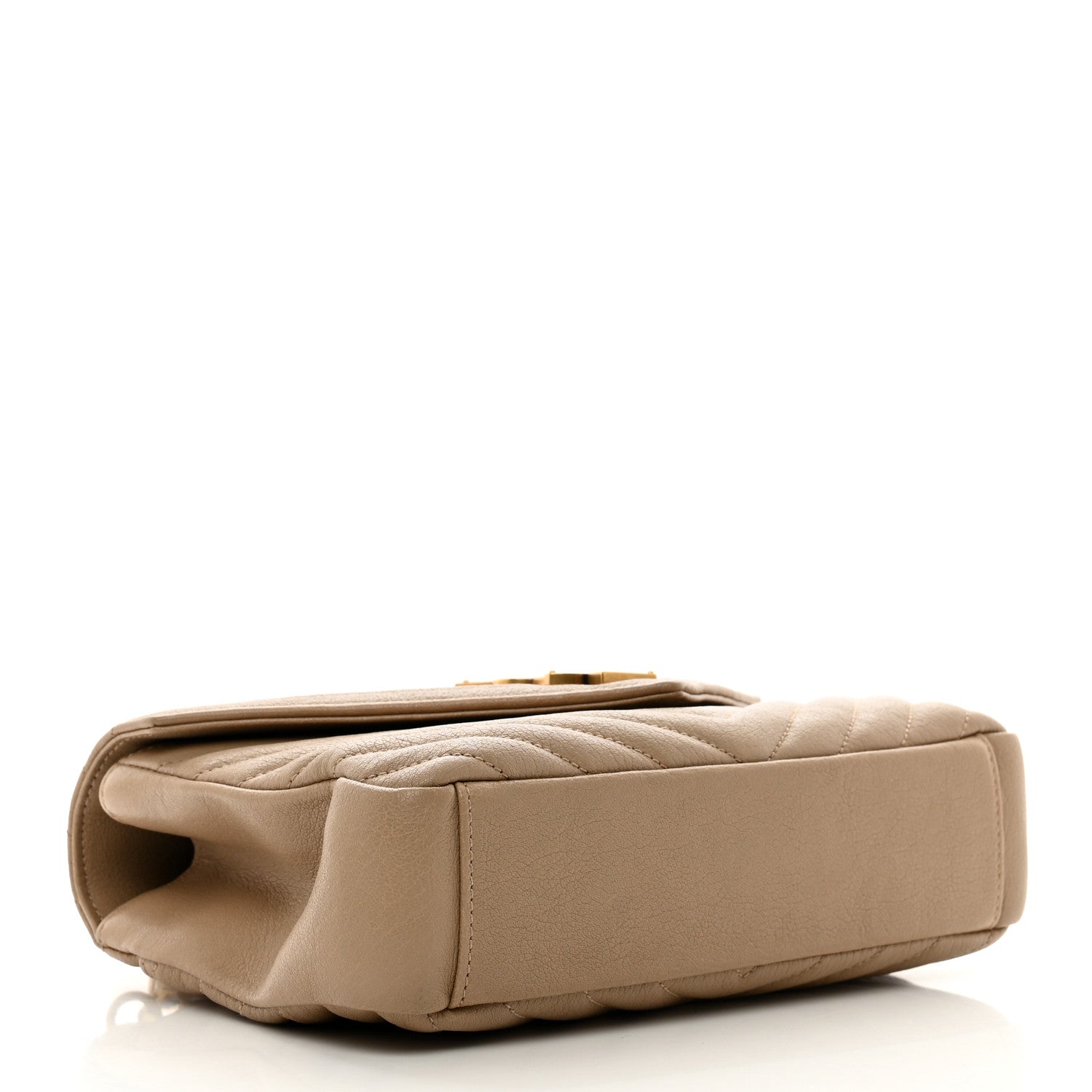 Saint Laurent Sheepskin Matelasse Chevron Monogram Medium College Bag Dark Beige 4 of 13