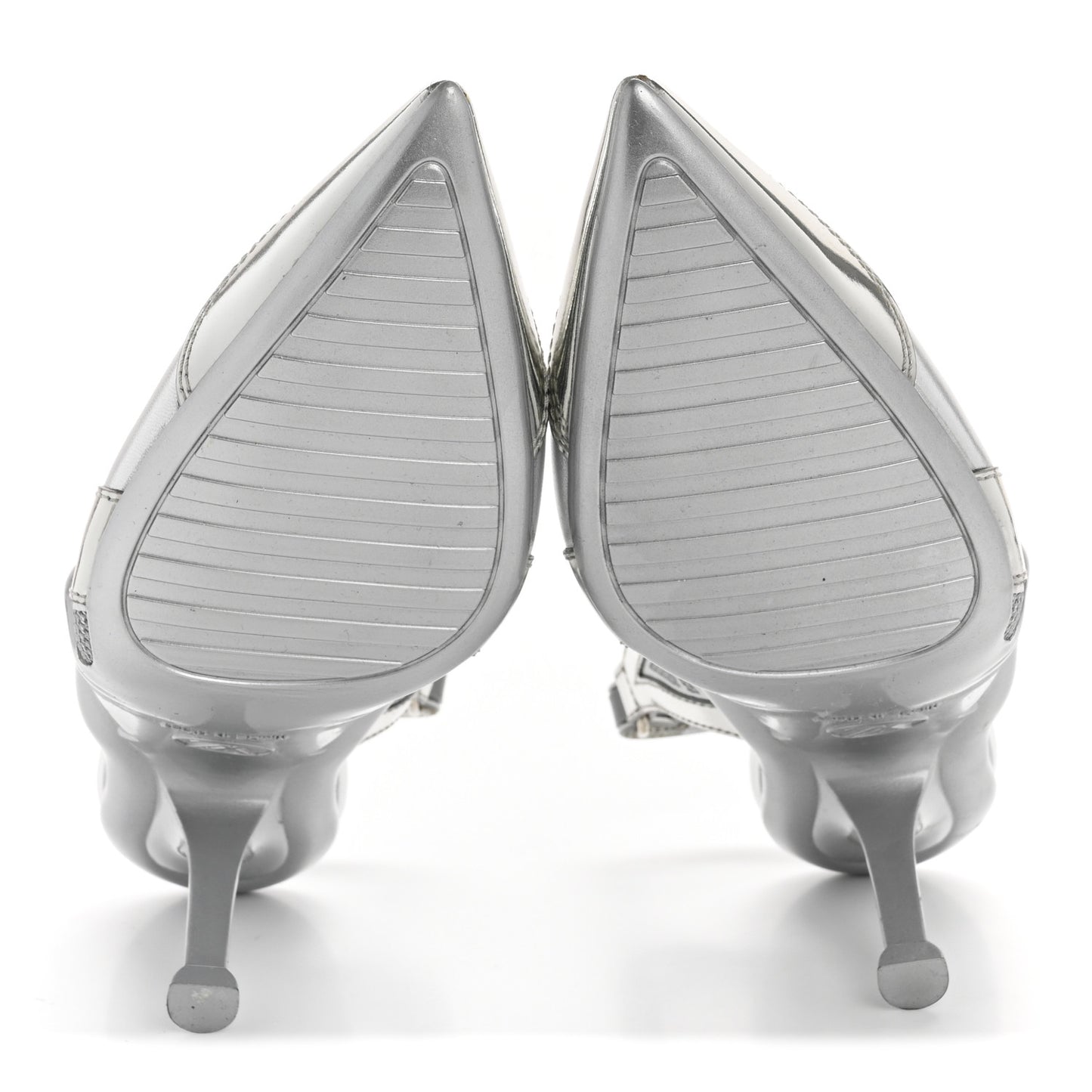 Metallic Lambskin Archlight Slingback Pumps 37.5 Argent