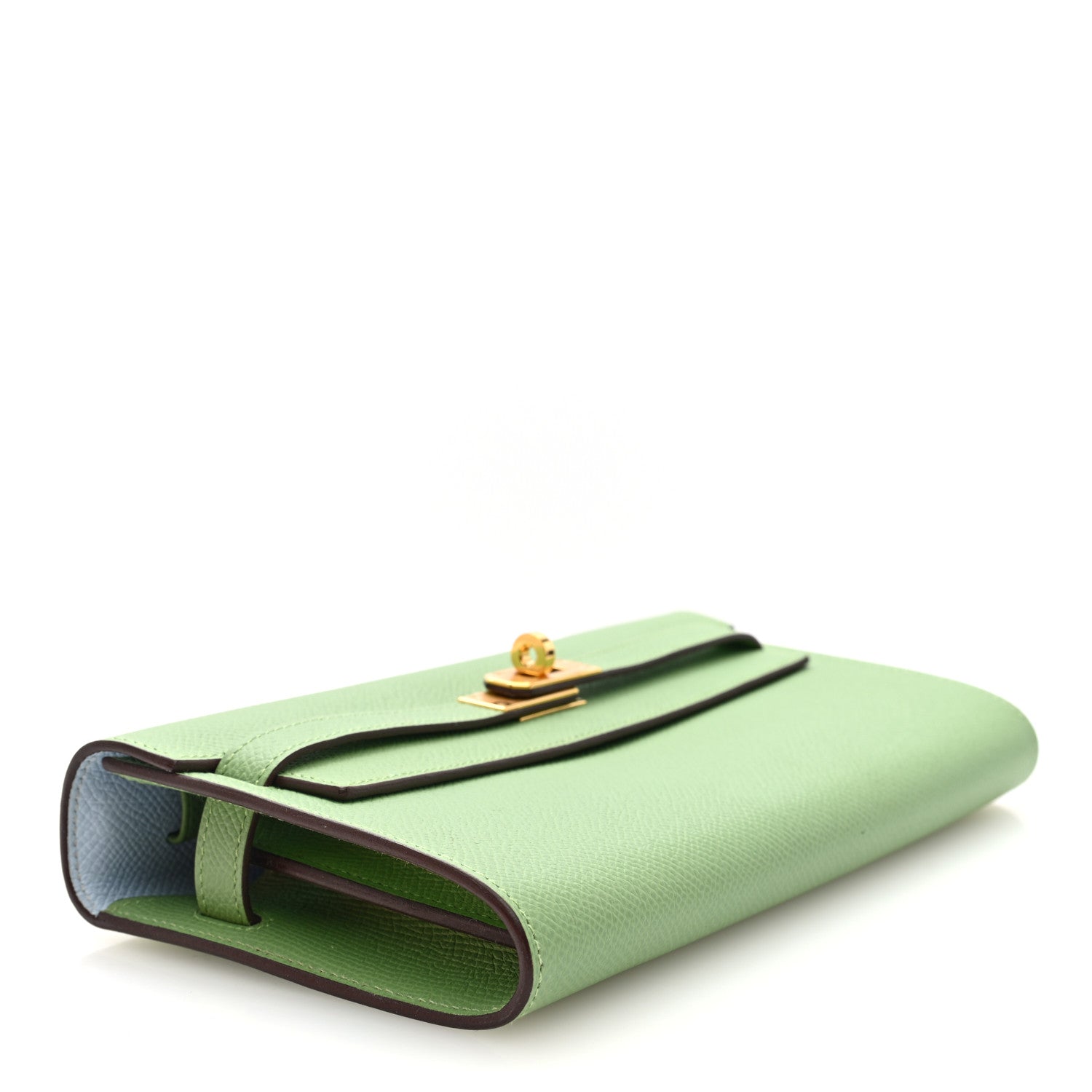 Hermes Epsom Verso Kelly Wallet To Go Vert Criquet Bleu Brume 4 of 10