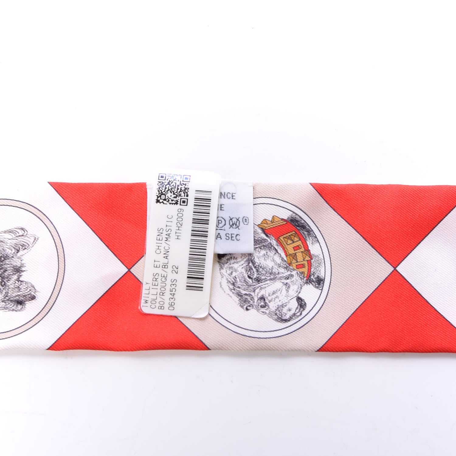 Hermes Silk Colliers Et Chiens Twilly Rouge White Mastic 4 of 4