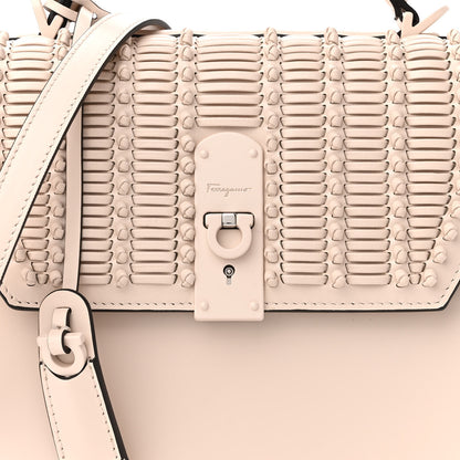 Salvatore Ferragamo Smooth Calfskin Woven Small Boxyz Bone 7 of 9